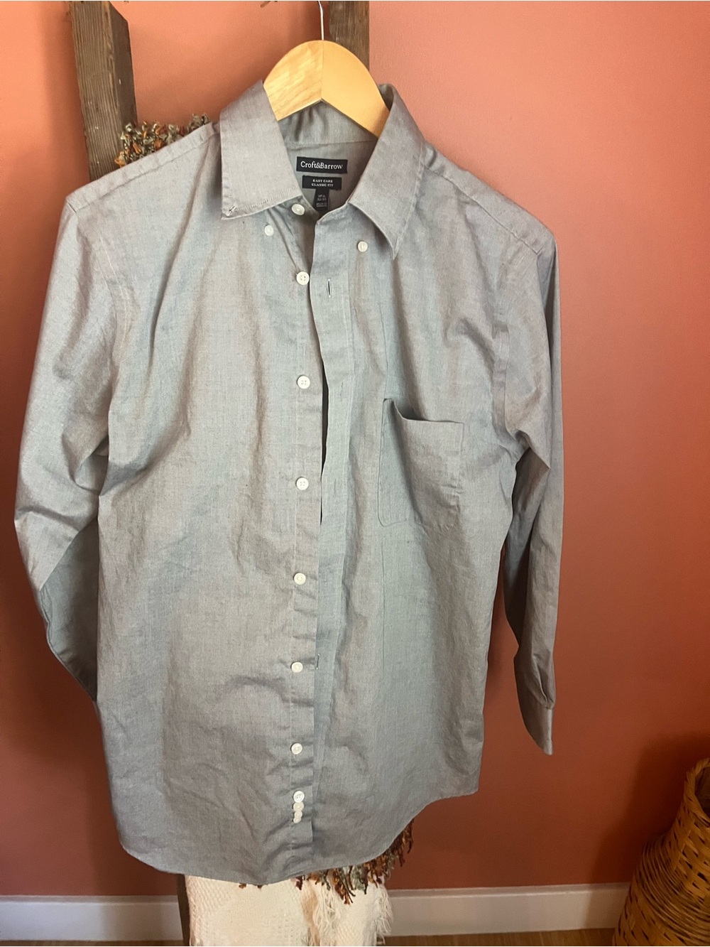 croft & barrow Men's Heather Gray Button-Down Shirt